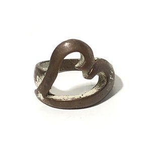 Women’s Heart Ring- Sz 6. Silver Tone Over Copper. Fashion Jewelry Cocktail Ring